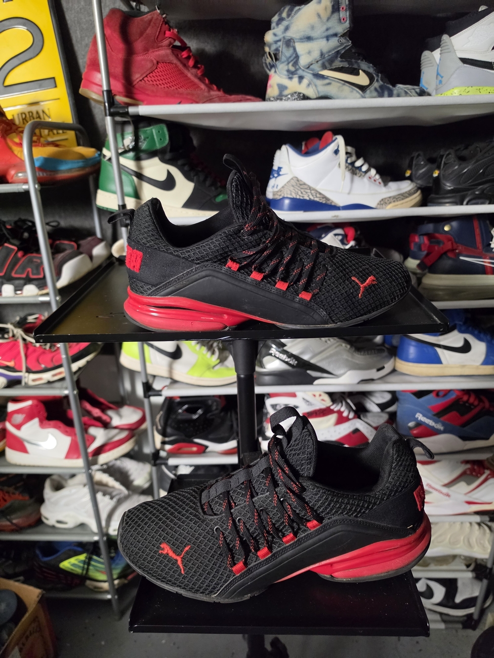 🔥 Puma Axelion Spark Men Size 10.5 Black and Red Men's Athletic Trainers